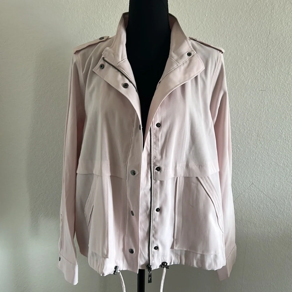 Belle by Kim Gravel Twill Utility Jacket in Pink Quartz Size Medium - Picture 2 of 12